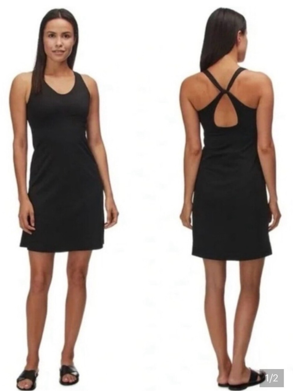 Patagonia Black Active Dress Large Built-In Shelf Bra Stretch Travel Athleisure